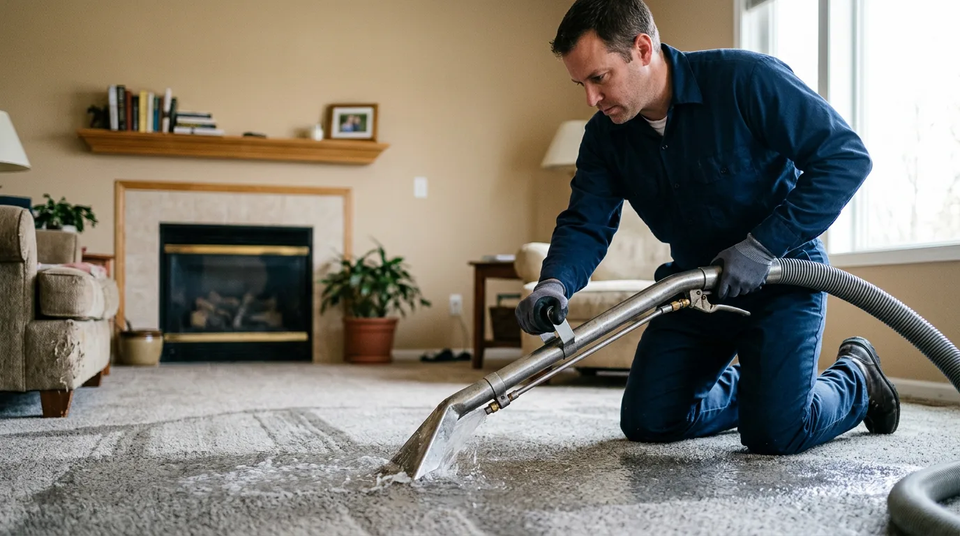 Water damage restoration technician working near East Pittsburgh, PA